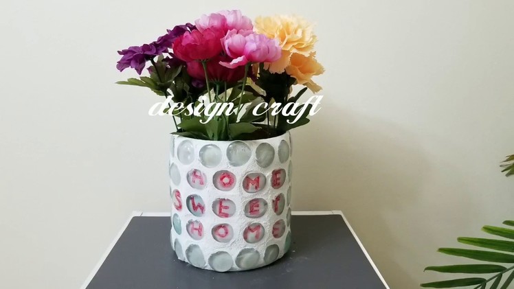 DIY Crafts Ideas: DIY Home decor flower pot using glass beads.