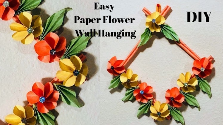 DIY | Easy and Beautiful Paper flower Wall hanging | Paper Crafts | CrazeeCrafts