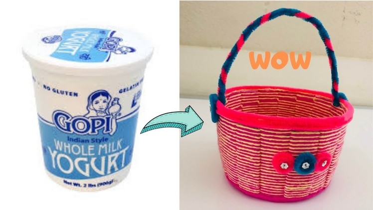 DIY|Easy Kids Basket from plastic box | Waste material Crafts| Best out of waste | Reuse Plastic box