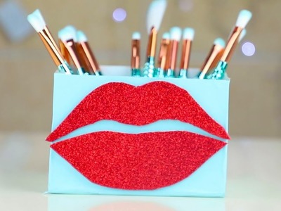 DIY Lips Shaped Makeup Brushes and School Supplies Holder