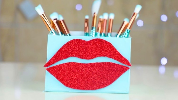 DIY Lips Shaped Makeup Brushes and School Supplies Holder