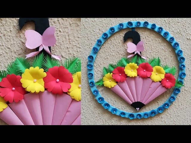 DIY Paper Flower Wall Hanging.Home Decoration Idea. Easy Wall Hanging