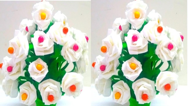DIY-Woolen Guldasta New Ideas.Flower Pot.Waste Plastic bottle Guldassta.New craft.ROSE