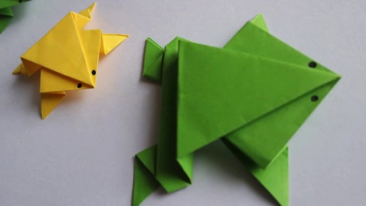 Folding paper Origami jumping frog. Origami for kids ضفدع نطاط من ورق