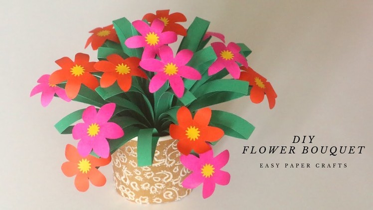 Paper Flower Bouquet | Flower Basket for DIY Home Decor | DIY Guldasta from Paper