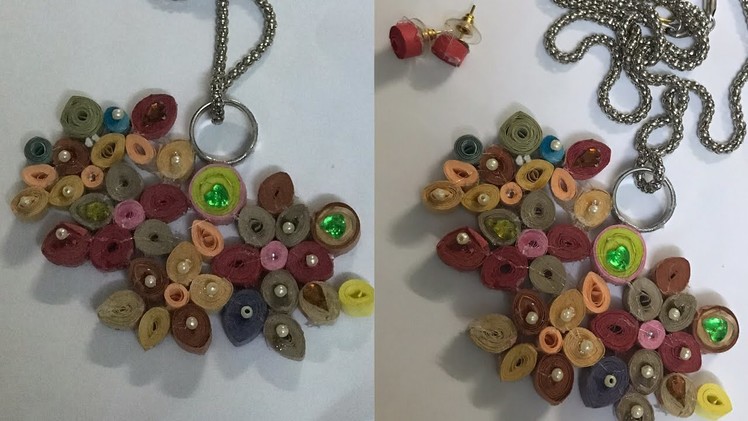 QUILLING JEWELLERY. HOW TO MAKE PAPER QUILLING JEWELLERY. DIY NECKLACE AND EARRING. kids art