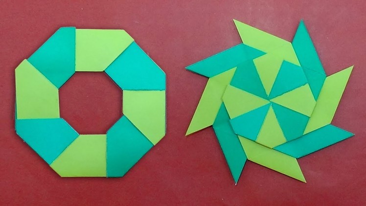 Throwing Paper Transforming Ninja Star Making Out of Paper - Shuriken Toy for Kids
