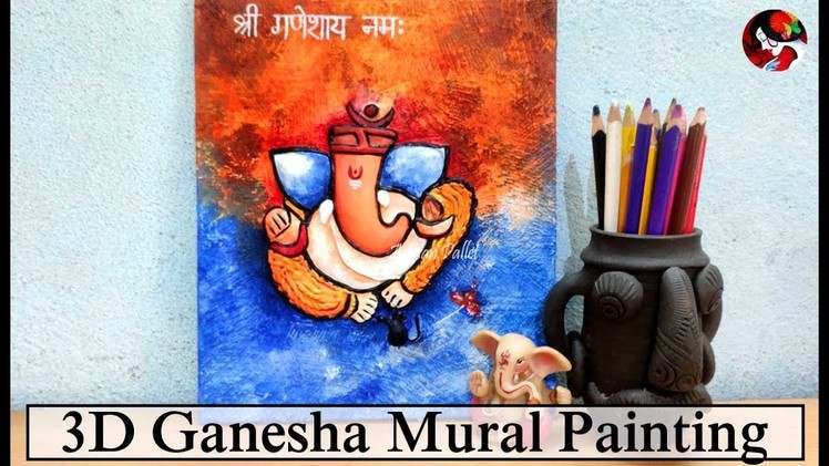 3D Ganesha Clay Mural Painting For beginners | DIY Easy Mural Art Home Decor Idea @Artisan Pallet