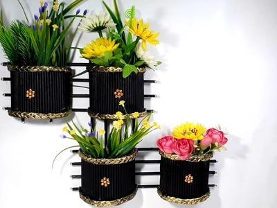 DIY Crafts! New Way Wall hanging flower vase with paper || Kagaj ka Guldasta Fuldani