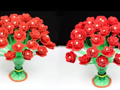 DIY Plastic bottle and foam sheet rose flower guldasta || Flower guldasta design