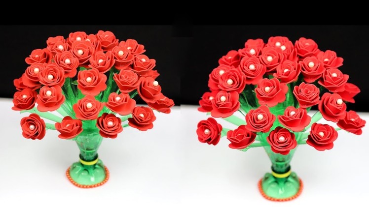 DIY Plastic bottle and foam sheet rose flower guldasta || Flower guldasta design