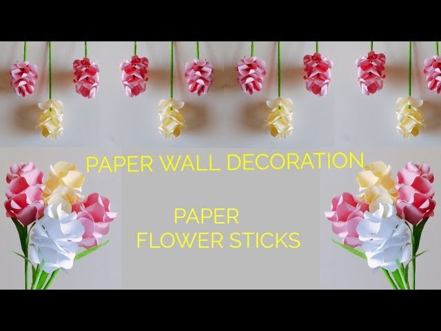 EASY PAPER WALL DECOR | UNIQUE DECORATIVE FLOWER STICKS