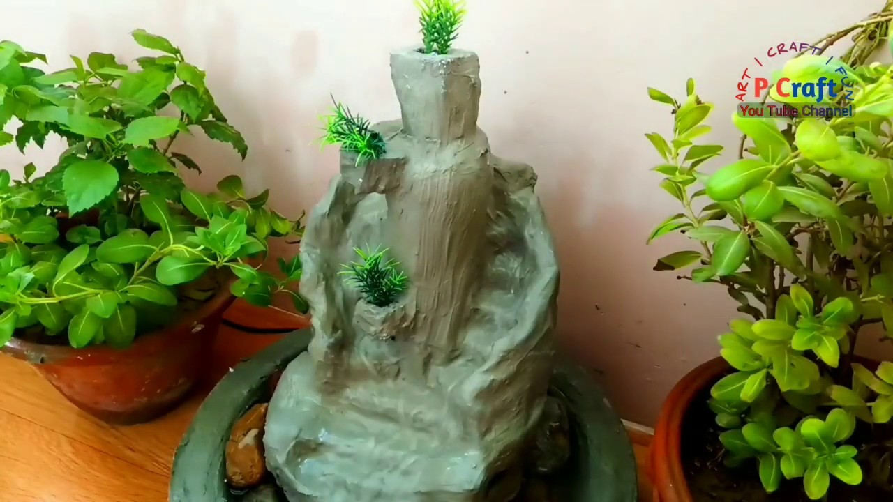How to make cement water fountain water fall fountain | diy | p craft