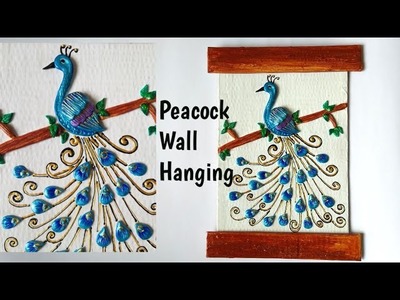 Peacock Wall Hanging | DIY Peacock Clayart, On Cardboard with homemade clay step by step Tutorial