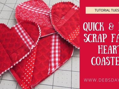 Fabric Scrap Heart Coasters - Easy Sewing Project