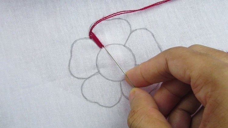 Hand Embroidery, Amazing flower embroidery with beads, Buttonhole Stitch