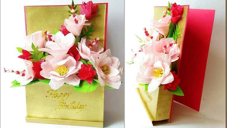 How to make Paper Flower Bouquet cum Greeting Card | Handmade Paper Bouquet.Card | Easy Step by Step