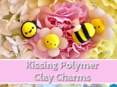 Kissing polymer clay bee and flower kawaii charms tutorials