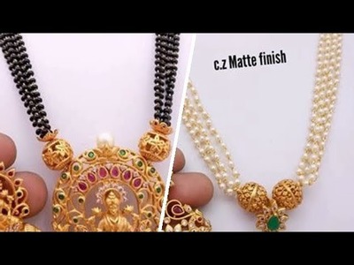 Matt Finish Black Beads and Pearl Chain Sets #03