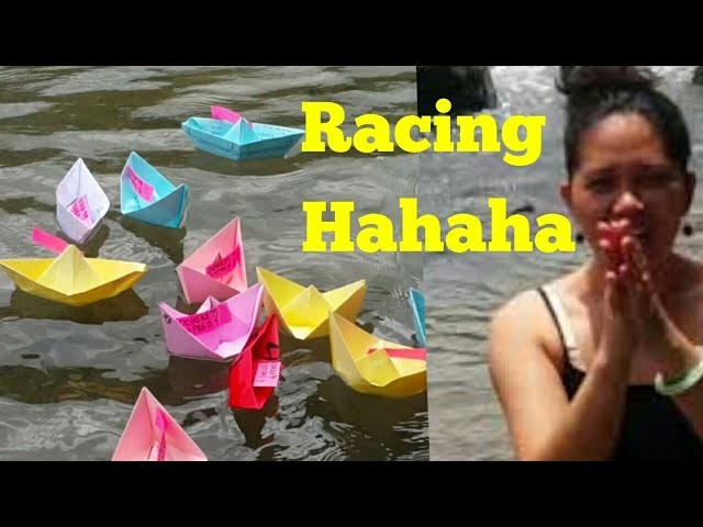 Origami Paper boat    Racing .Which will drown first ?Hahahaha