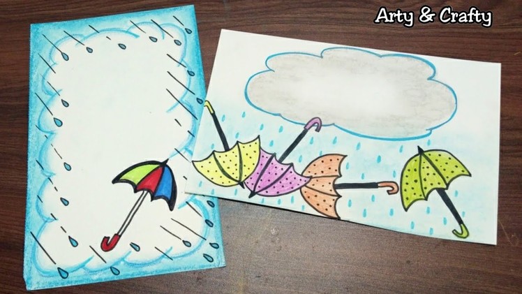 Rainy Border | Easy Border Design on Paper | Border Design for Project & Front Page by Arty & Crafty