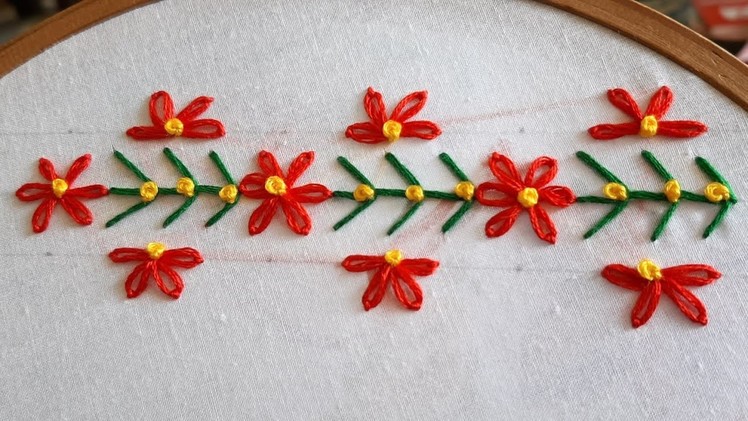Simple Border Design for Baby Dress (Hand Embroidery Work)