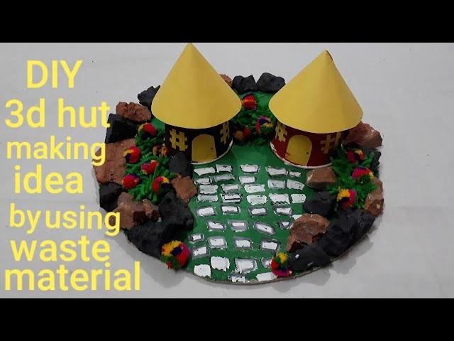 DIY 3D hut making idea by using waste material | creative activity for kids | question bank