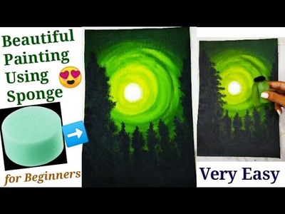 DIY Beautiful Acrylic Painting using Sponge| Very Easy Canvas Painting Techniques by Tulika Jagga