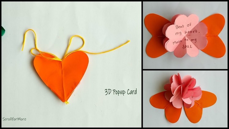 DIY : How to Make Heart Shaped Pop Up Greeting Card |  Handmade Gift Ideas | Easy 3D Pop Up Card