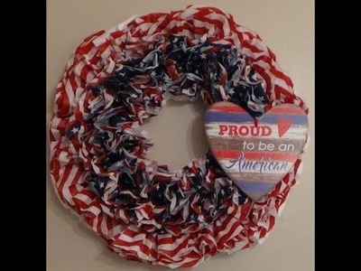 DOLLAR TREE DIY WREATH 4TH OF JULY USING PLASTIC TABLE COVERS!