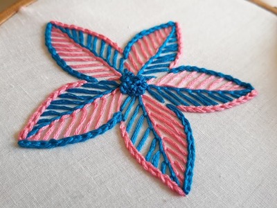 Easy Double Colour Flower with Basic Stitches (Hand Embroidery Work)