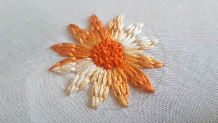 Easy Flower Design using Basic Embroidery Stitches (Hand Embroidery Work)