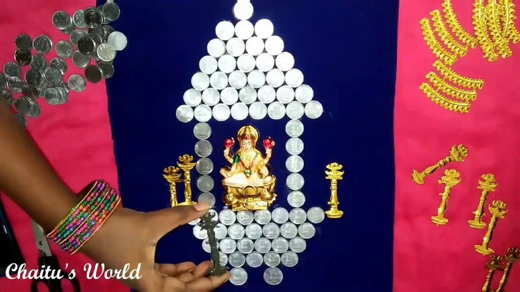 Goddess Lakshmi decorated with Indian Rupee Coins || DIY'S Goddess Lakshmi Decors || Chaitu's World✔
