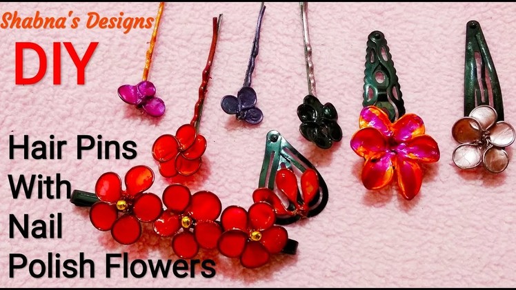 How To Make Hairpins With Nail Polish Flower. Nail Polish Flowers Tutorial. DIY.