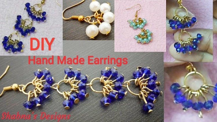 How To Make Pearl Earrings At Home. Crystal Earrings.Jewellery Making DIY. Shabna's Designs