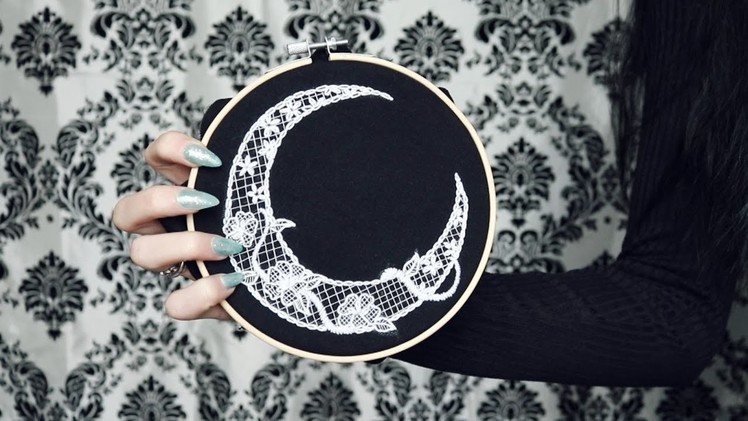 Lace moon embroidery tutorial