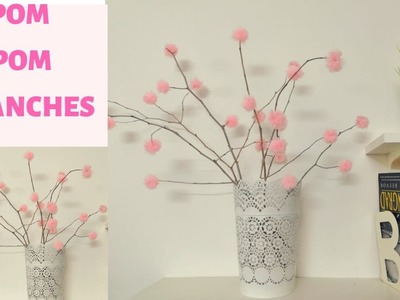 Pom Pom Branches.How to Make Beautiful Pom Pom Flowers.DIY Woolen  Flowers