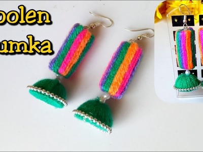 Woolen Jhumka | Jhumka making tutorial at home | Handmade earrings