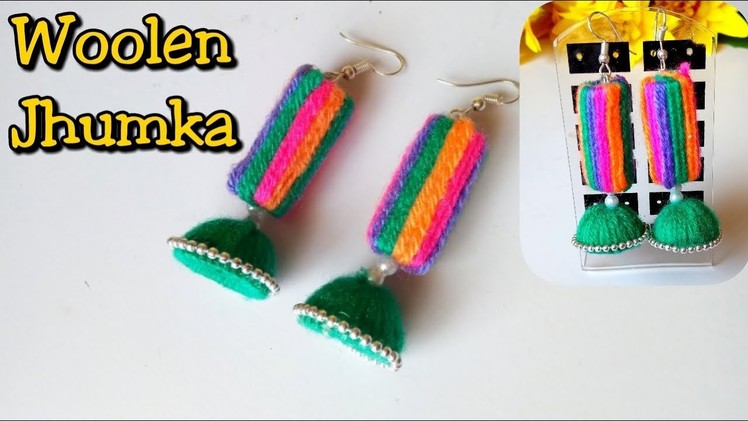 Woolen Jhumka | Jhumka making tutorial at home | Handmade earrings