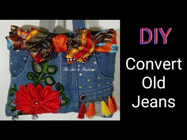 Convert old Jeans into a Beautiful Stylish Handbag | DIY Recycle Denim Jeans | Best out of waste