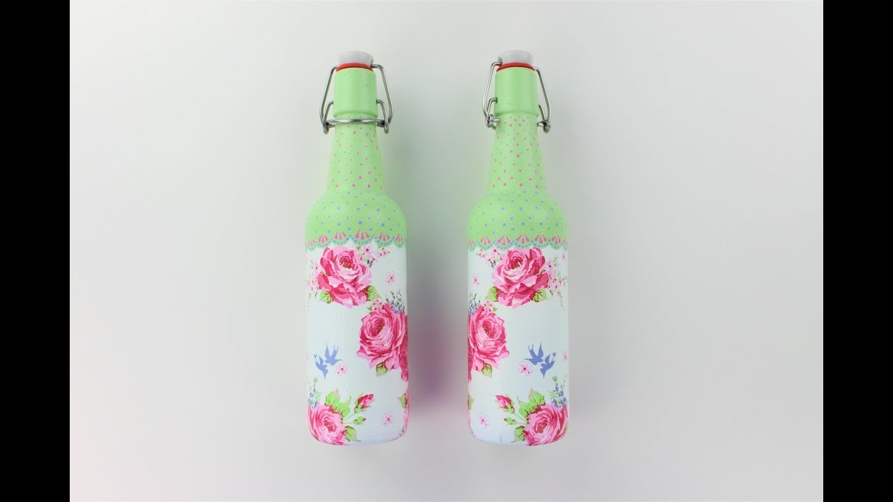 Decoupage bottles diy painted bottles Decoupage Tutorial