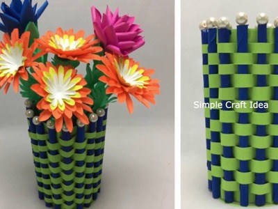 Diy a Flower vase making with paper | Paper Craft Flower Pot Decoration Ideas