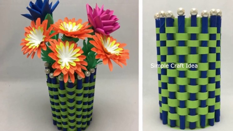 Diy a Flower vase making with paper | Paper Craft Flower Pot Decoration Ideas