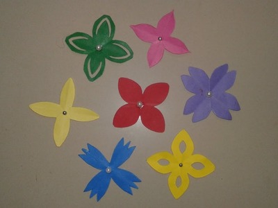 DIY craft | Easy flower cutting | 4 - petal paper flowers | different types of flower cuttings