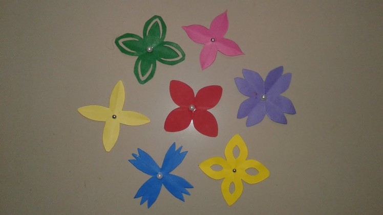 DIY craft | Easy flower cutting | 4 - petal paper flowers | different types of flower cuttings