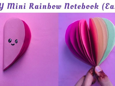 DIY Crafts: How To Make DIY Mini Rainbow Heart Shape Notebook | You Can DIY | Decoration Ideas