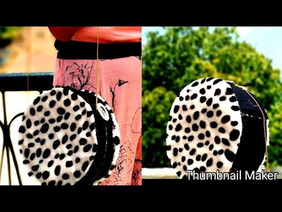 DIY cute dots round purse.bag. crossbody bag tutorial no sew