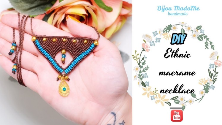 DIY ethnic macrame necklace | Macrame necklace tutorial | DIY macrame jewelry