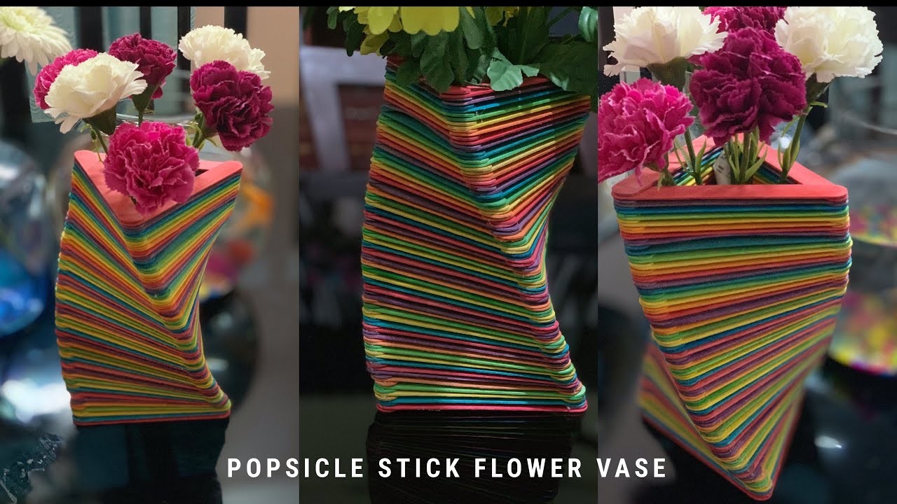 DIY Flowers Vase - popsicle stick craft ideas.How to make ice cream