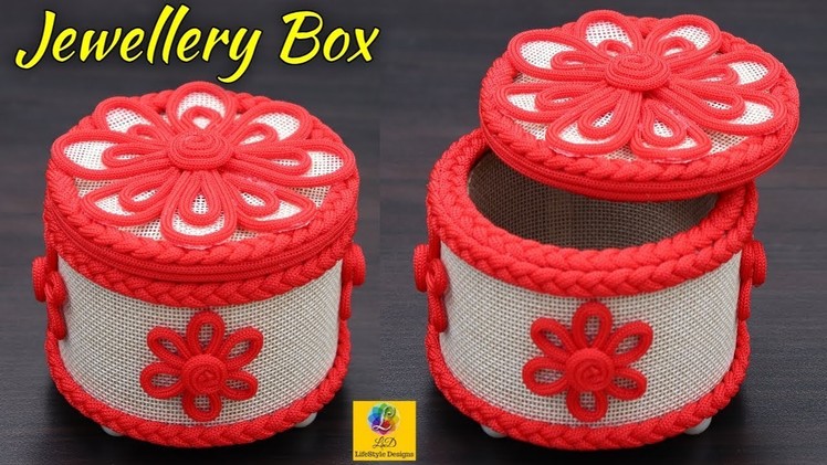 DIY Jewellery Box made from Cardboard and Burlap Jute | Jute Rope Craft Idea | DIY Jute Storage Box